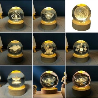 SÉT 2 ĐÈN NGỦ 3D QUẢ CẦU PHA LÊ PHÁT SÁNG
