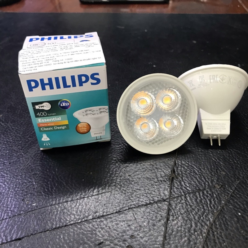 Bóng chén chiếu điểm Philips Led Essential đui Mr16 công suất 5w