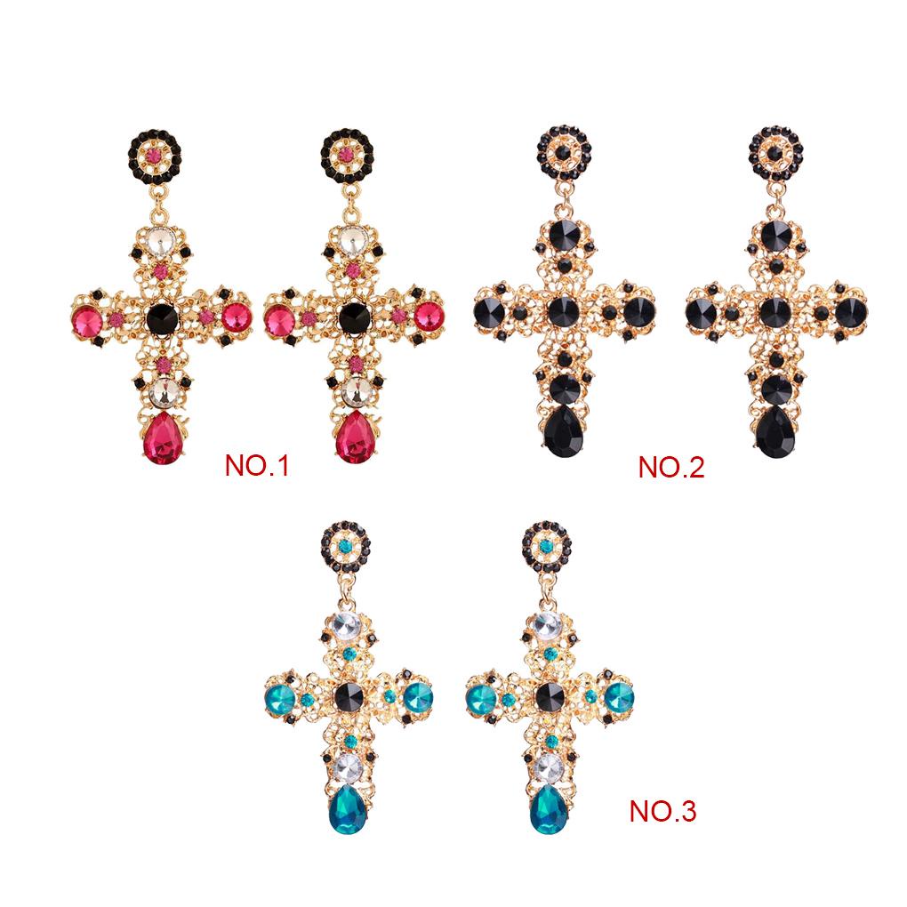 Đôi Bông Tai Dáng Dài Hình Thánh Giá Đính Đá Phong Cách Bohemian Thời Trang 2020 Cho Nữ