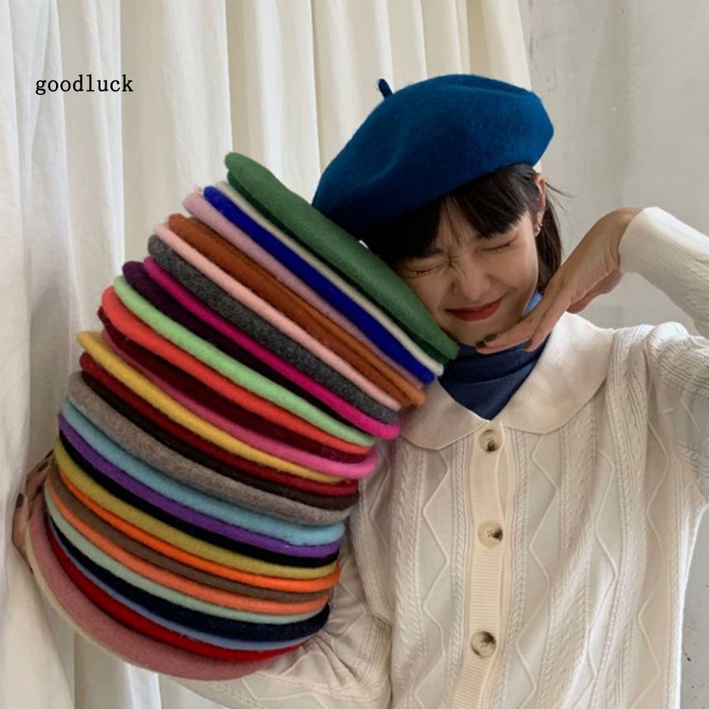 Chúc may mắn| Mũ Beret Màu Sắc Nhã Nhặn Dành Cho Nữ