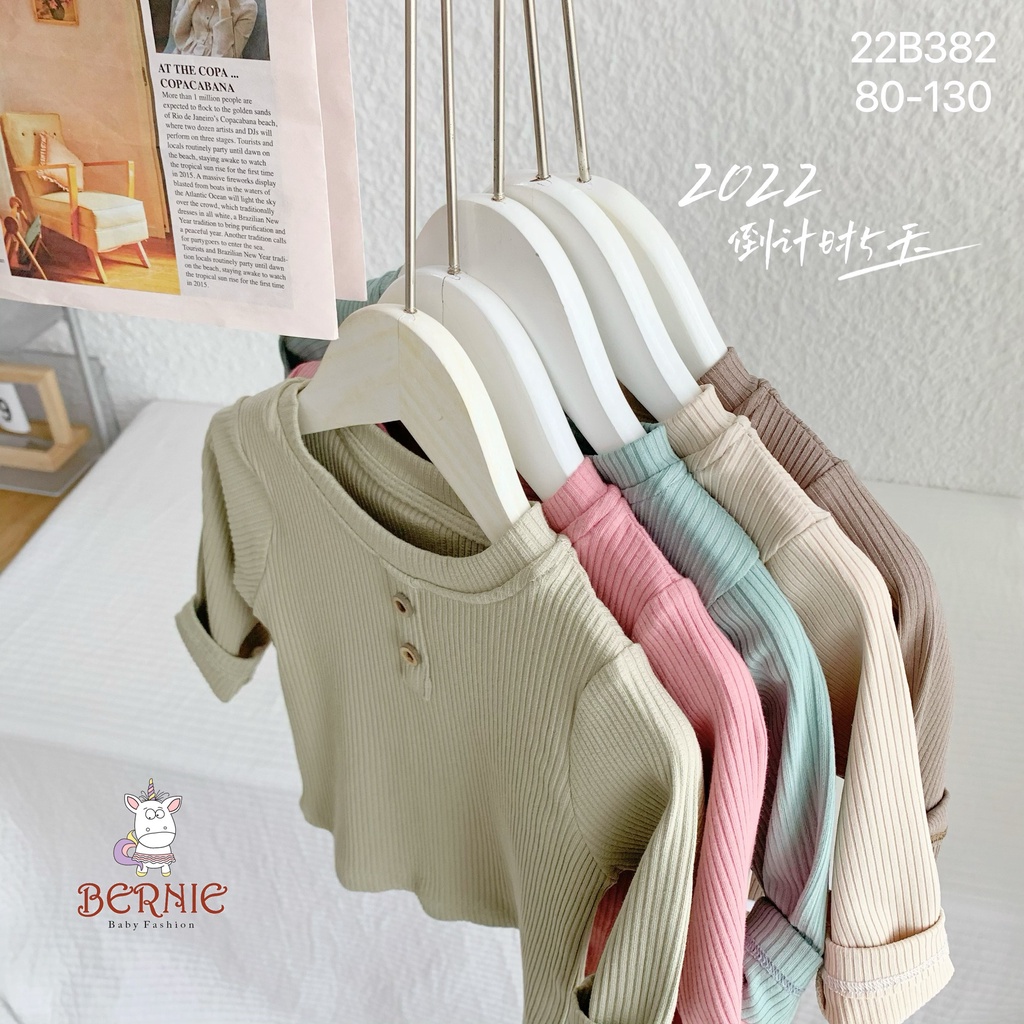 Bộ thun tăm unisex cotton mềm cho bé, bộ thun dài tay trơn màu basic dễ mặc