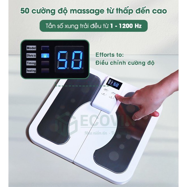 Thảm massage chân EMS cao cấp có màn hình hiển thị giúp lưu thông khí huyết, máy massage bàn chân giảm đau mỏi hiệu quả