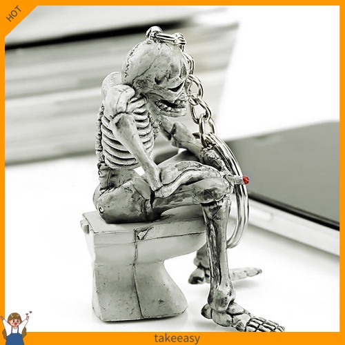 Creative Skull Toilet Pendant Purse Bag Rubber Keychain Gift Keyring Key Chain
