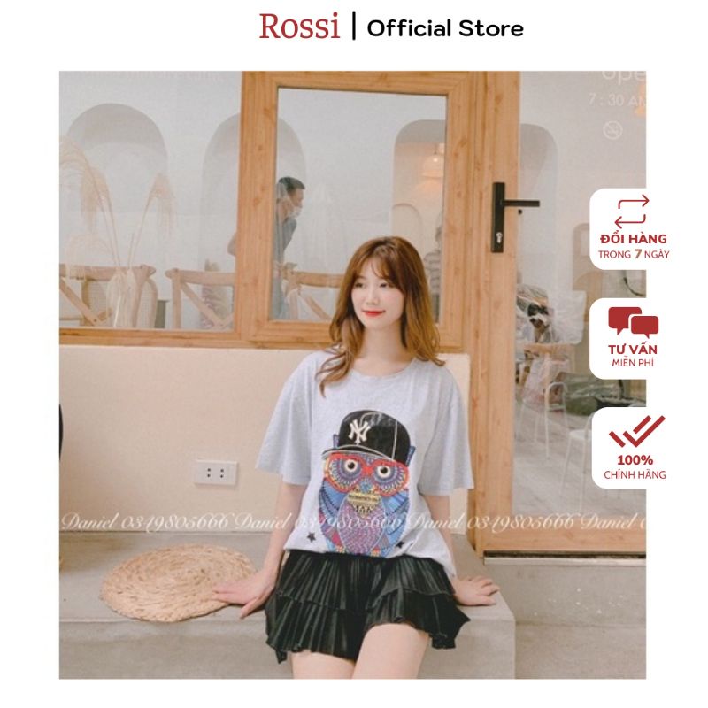 Áo Phông Hoạ Tiết Cú Dáng Rộng, Unisex  , Chất Liệu Cotton Siêu Đẹp