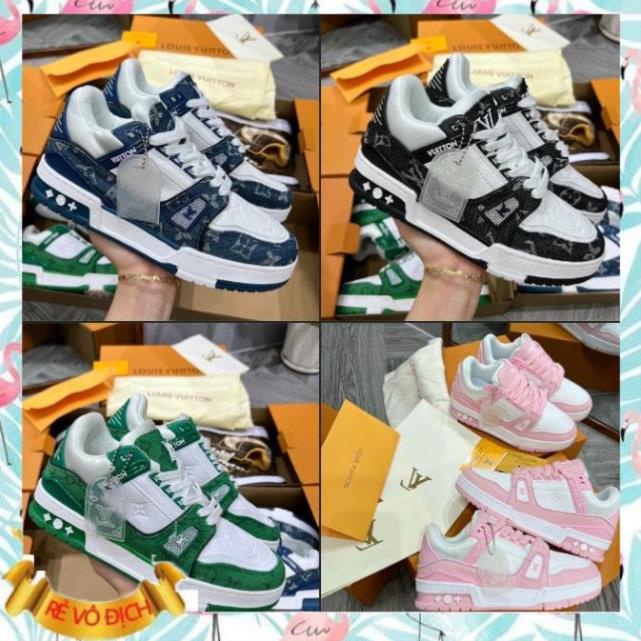Giày Louis vuitton LV_ Xanh lá, Đen, Hồng 2 bản cực đẹp, Giày thể thao Nam Nữ, Giày louis vuitton Tặng Box + Sẵn Hàng