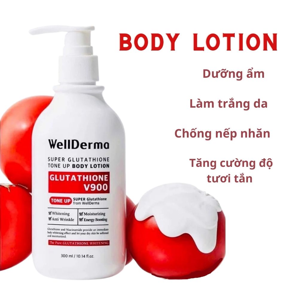 Kem Dưỡng Trắng Da Body Wellderma Super Glutathione Tone Up Body Lotion 300ml.