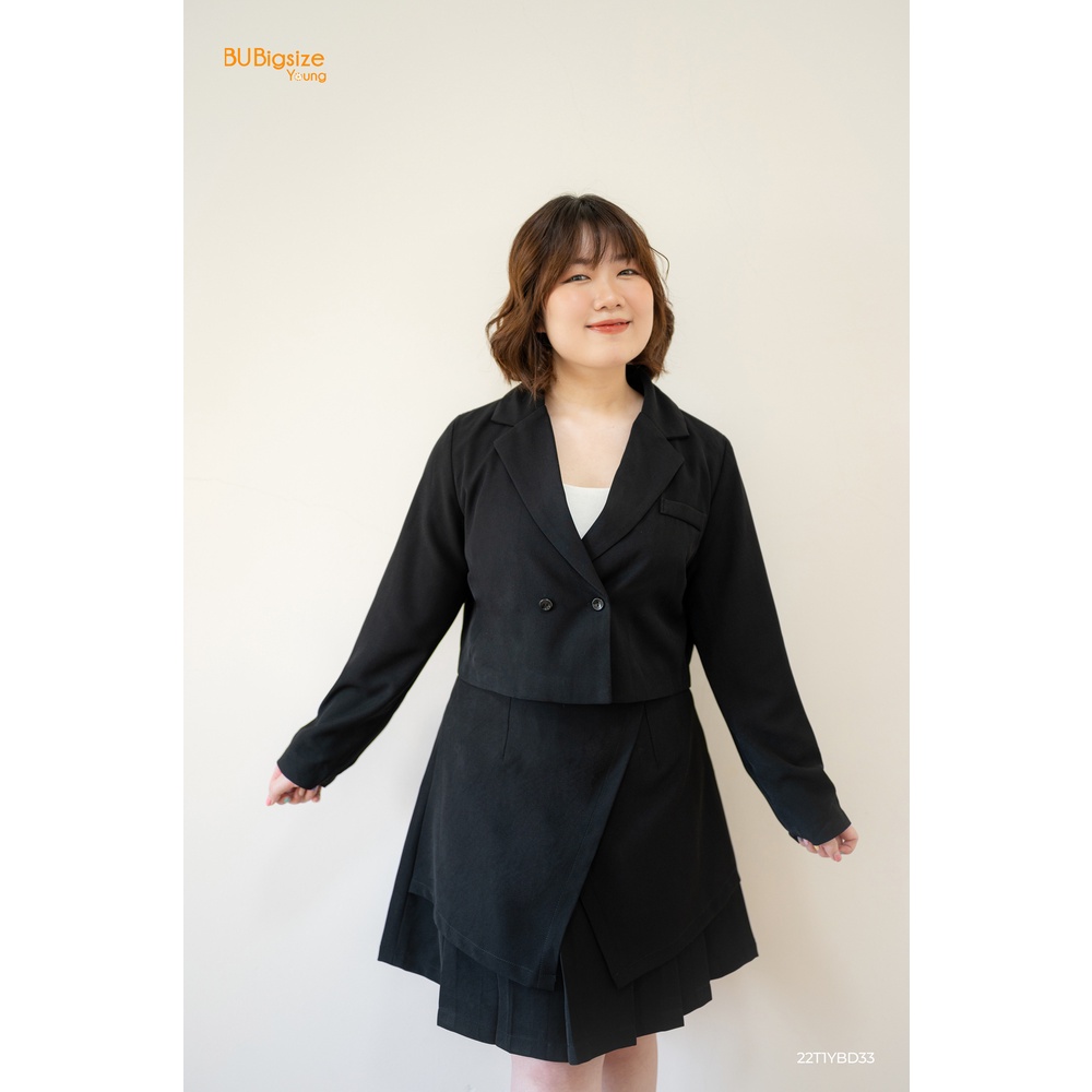 Set vest dáng ngắn + Chân váy đắp chéo xếp ly BIGSIZE (55kg đến 95kg) - 22T1YBD33 - [BU Bigsize Young]