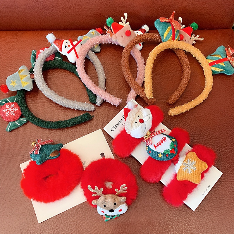 Dây Cột Tóc Bằng Len Lông Cừu Phong Cách Giáng Sinh Thời Trang Hàn Quốc