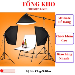 Bộ đèn studio chụp ảnh sản phẩm,quay phim,livestream chuyên nghiệp,chân cao 2m softbox 50x70cm, bóng led 3 màu kèm remot