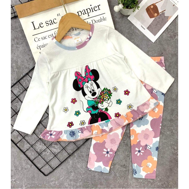 Bộ tay dài quần dài Thun Borip xuất Loại 1 bé gái size đại 23-45kg Quần áo trẻ Em Pikakid's