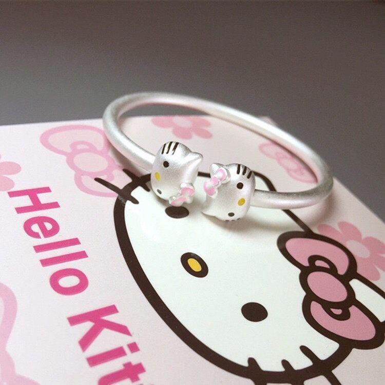 Vòng Tay Bạc 925 Hình Hello Kitty Xinh Xắn Cho Bé Gái