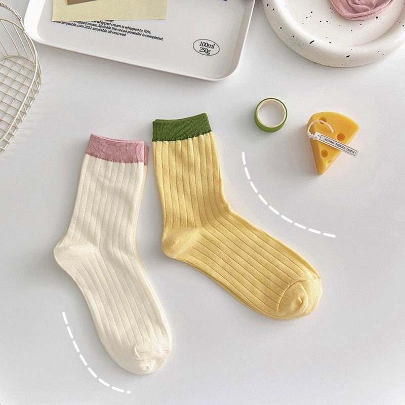 Vớ Cổ Cao Màu Trơn Phong Cách Hàn Quốc Thời Trang Xuân Hè Cho Nữ JP5