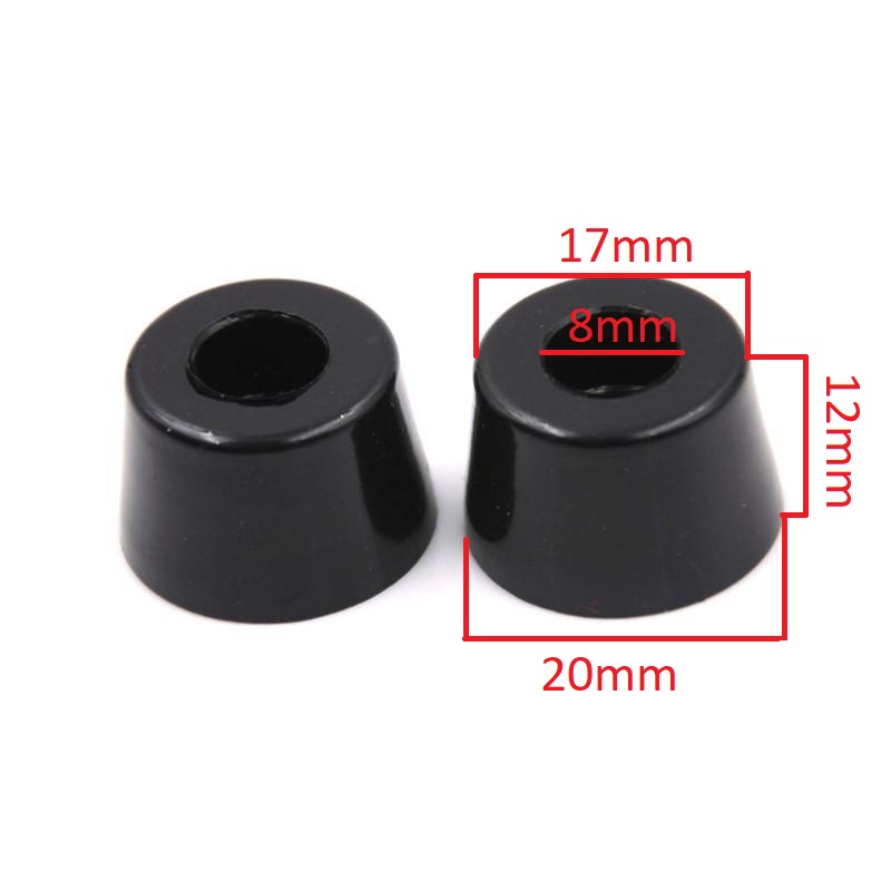 Bộ 2 chốt cao su hình nón màu đen 20mm X 17mm, chân đệm giảm chấn chống sốc gắn cửa trước sau xe hơi, ô tô