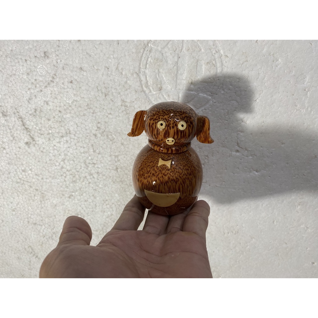 HỦ ĐỰNG TÂM XỈA RĂNG BẰNG GỖ DỪA - HÌNH CON HEO - HỘP TĂM XỈA RĂNG HÌNH THÚ 12 CON GIÁP