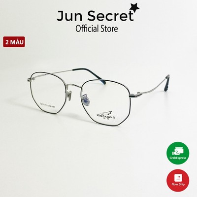 Kính giả cận thời trang Jun Secret gọng kim loại mảnh, mắt đa giác phong cách Hàn Quốc dành cho nam và nữ JS52183