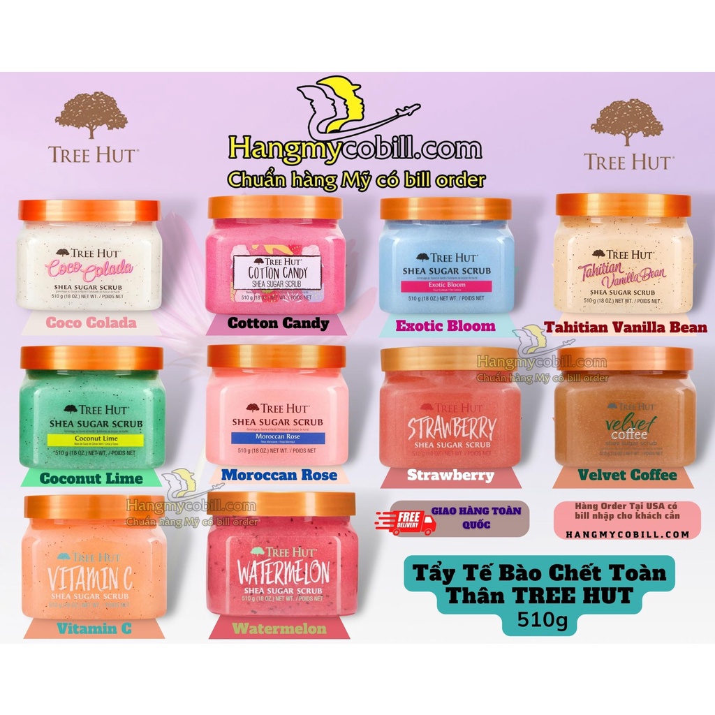 (Có Bill Nhập)Tẩy tế bào chết toàn thân Tree Hut SHEA SUGAR SCRUB 510g