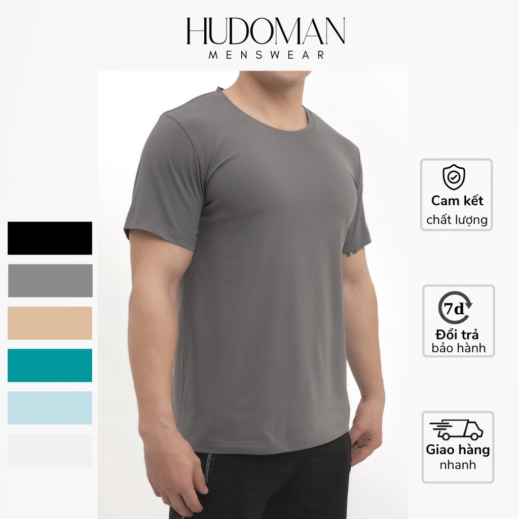 Áo thun nam cao cấp Hudoman chất vải cotton 4 chiều cổ tròn form vừa vặn thể thao năng động ATT-00100
