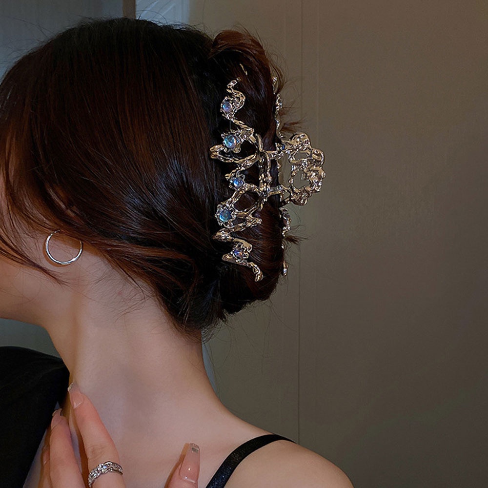 Kẹp Tóc Kim Loại Màu Đen / Bạc Đính Đá Mặt Trăng / Cá Mập / Bảng Đồ / Nhịp Tim dreamdiary