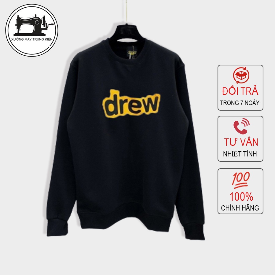 Áo sweater unisex chất liệu poly dày dặn không bai không xù form dáng chuẩn in chữ drew TD112