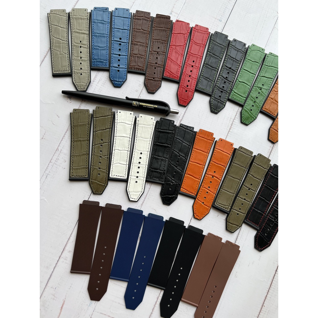 Dây đồng hồ HUBLOT nam lót da và cao su full màu case 42 size dây 19 - 25 - 22