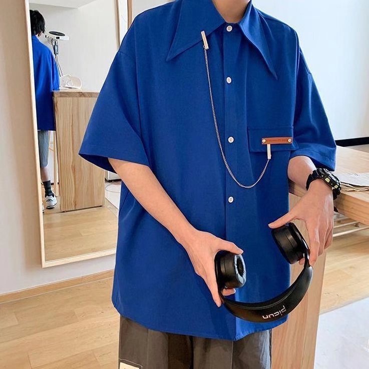 Áo Sơ Mi Ngắn Tay Dáng Rộng Thời Trang Mùa Hè Hàn Quốc Dành Cho Nam