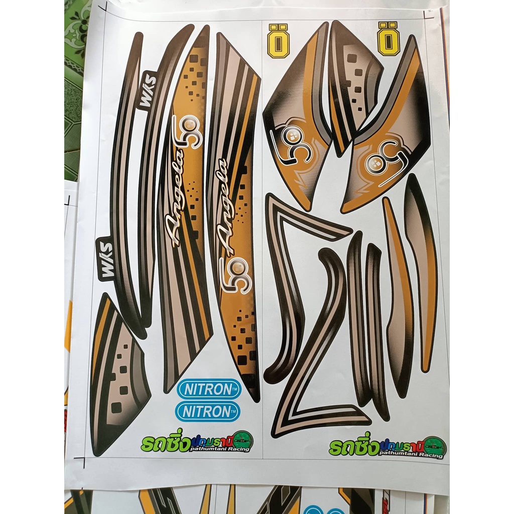 Tem rời angela 50 dán xe đen