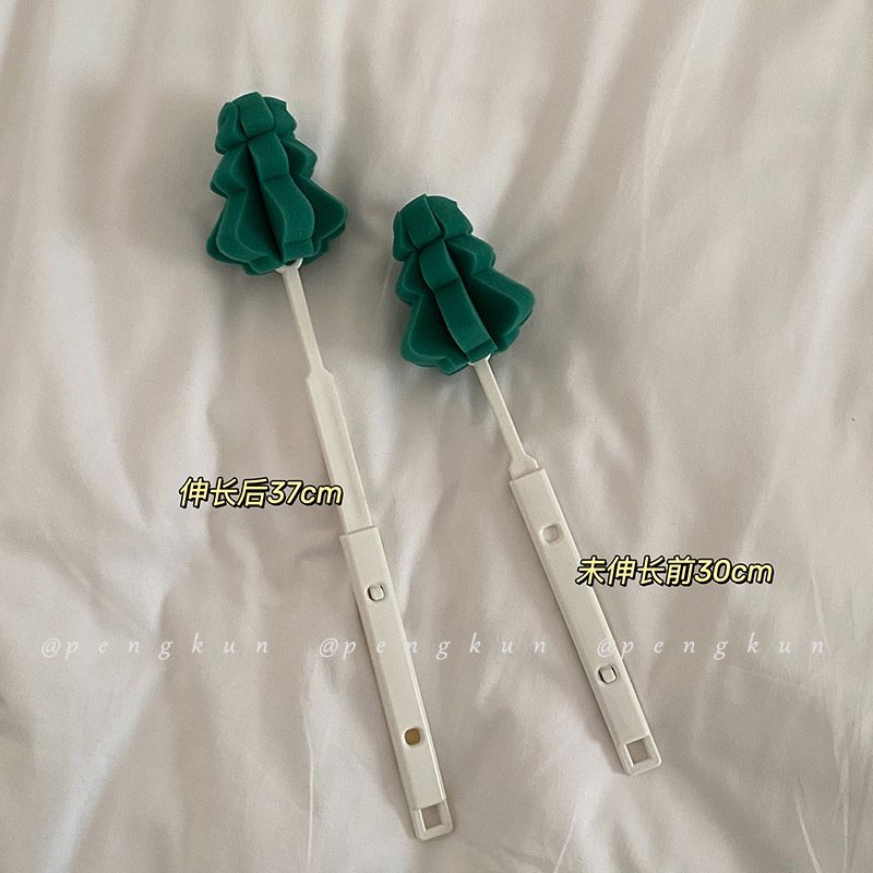 Cọ Rửa Ly Bằng Bọt Biển Nano Hình Cây Thông Giáng Sinh Có Thể Thu Gọn Với Tay Cầm Dài Tiện Dụng