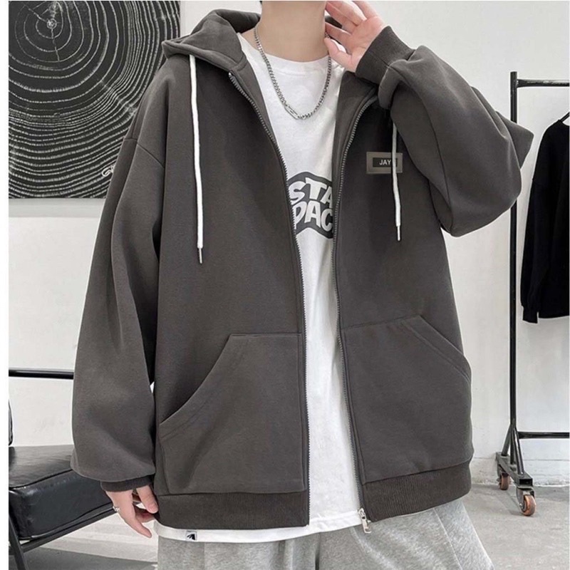 Áo Khoác Hoodie zip nỉ bông TAG JAY màu ĐEN/TRẮNG/NÂU/XANH LÁ 🖤 Nam nữ unisex 🖤 Áo Hoodie dây kéo form rộng Jaystoree