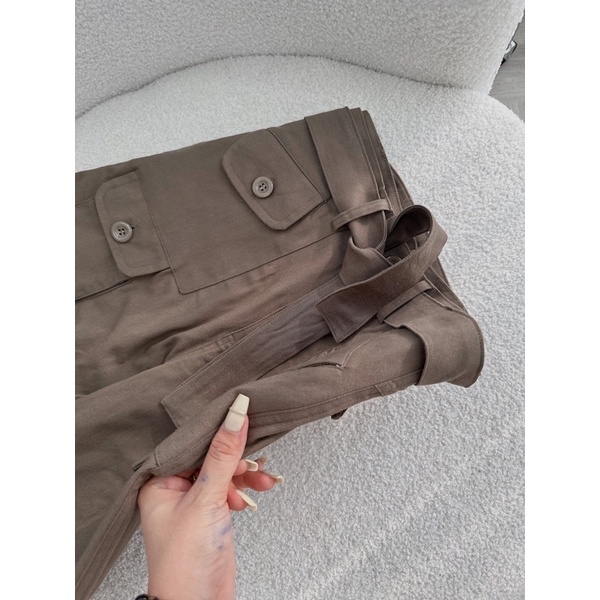 SÉT ÁO CROPTOP TAY DÀI + QUẦN TÚI HỘP KAKI