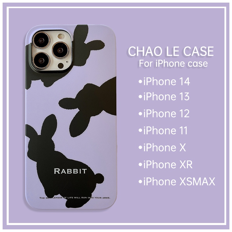 Ốp lưng điện thoại chống sốc màu tím cho iphone 14 pro 13 pro max chống vỡ khung TPU iphone 12 pro 11 xs max xr x / xs hình con thỏ Ốp lưng điện thoại in hình dễ thương