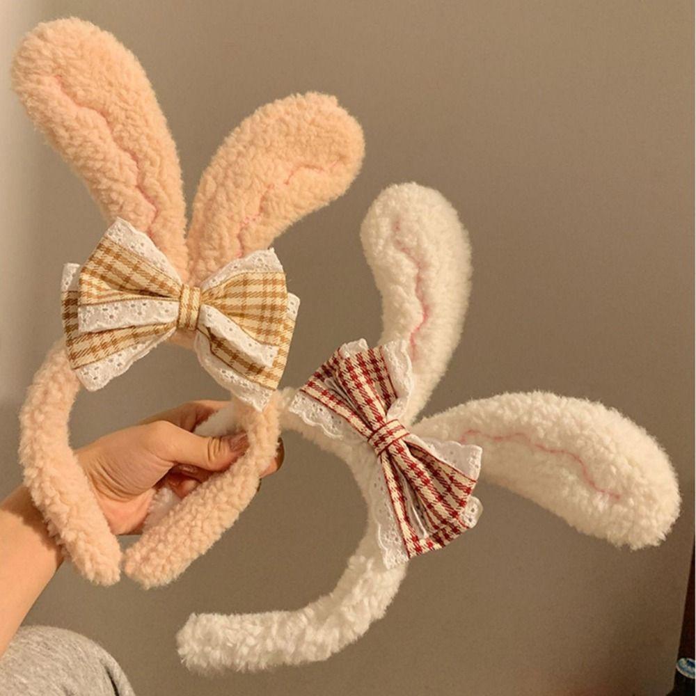 ANEMONE Băng Đô Cài Tóc Phủ Lông Đính Nơ Họa Tiết Hoạt Hình Phong Cách Retro Thời Trang Thu Đông Cho Nữ