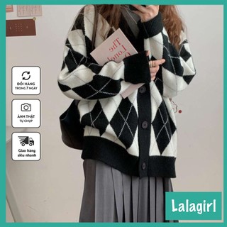 Áo Khoác Cardigan Oversize Họa Tiết Kim Cương, Áo Khoác Len Cardigan Dáng Rộng Họa Tiết Thổ Cẩm Cho Nữ [CKC]
