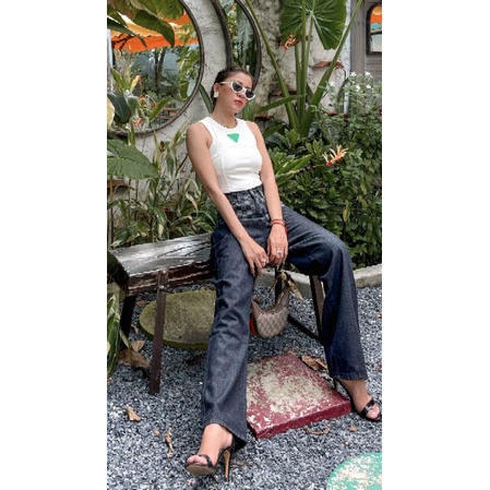 Set Jean Rộng ô phối áo Croptop kèm mút ngực cực chất ( GIÂ TẬN XƯỞNG)