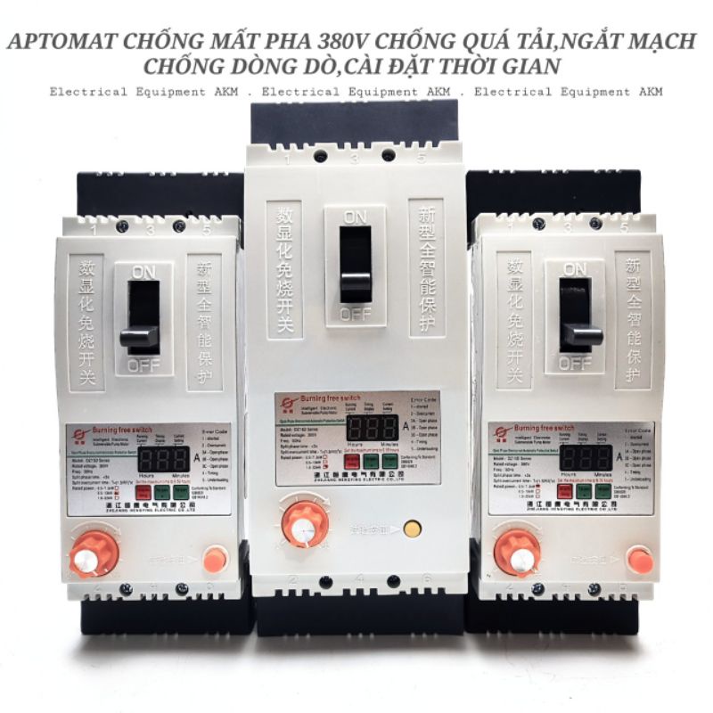 Aptomat Chống Mất Pha 3 Pha - Bảo Vệ Quá Tải Động Cơ - Cài Đặt Thời Gian Chạy