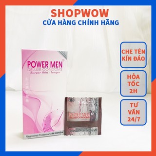 Bao cao su, hộp 12 cái, power men super thin - longer, siêu mỏng, kéo dài
