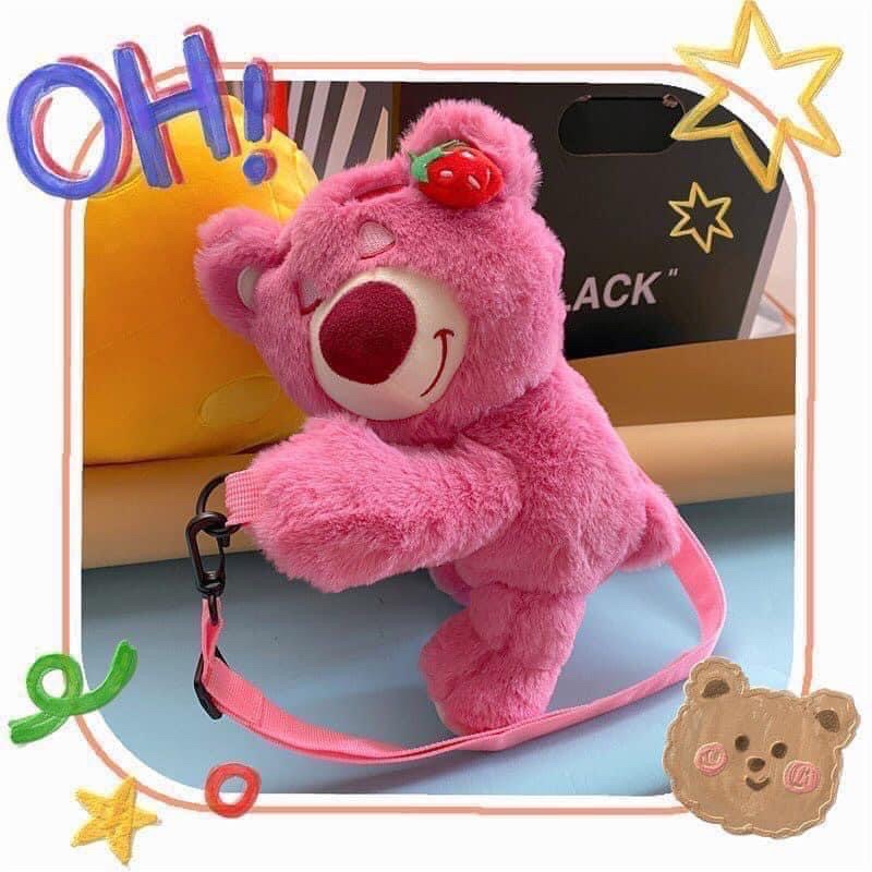 TÚI ĐEO CHÉO HÌNH GẤU DÂU SIÊU DỄ THƯƠNG