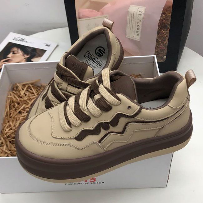 Giày Thể Thao Da Đế Dày Phong Cách Hàn Quốc Cho Nữ