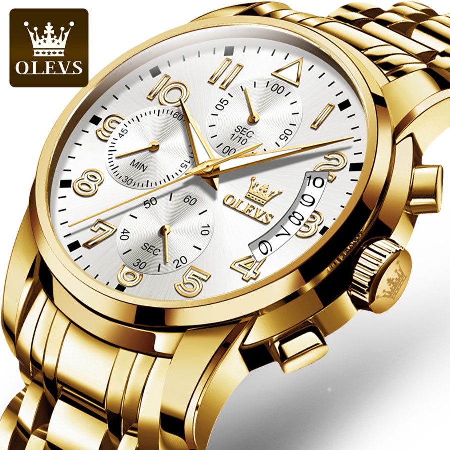 Đồng hồ nam Olevs thạch anh size 41mm,dây kim loại bằng thép không gỉ,chống nước 30m,bảo hành toàn quốc 12 tháng