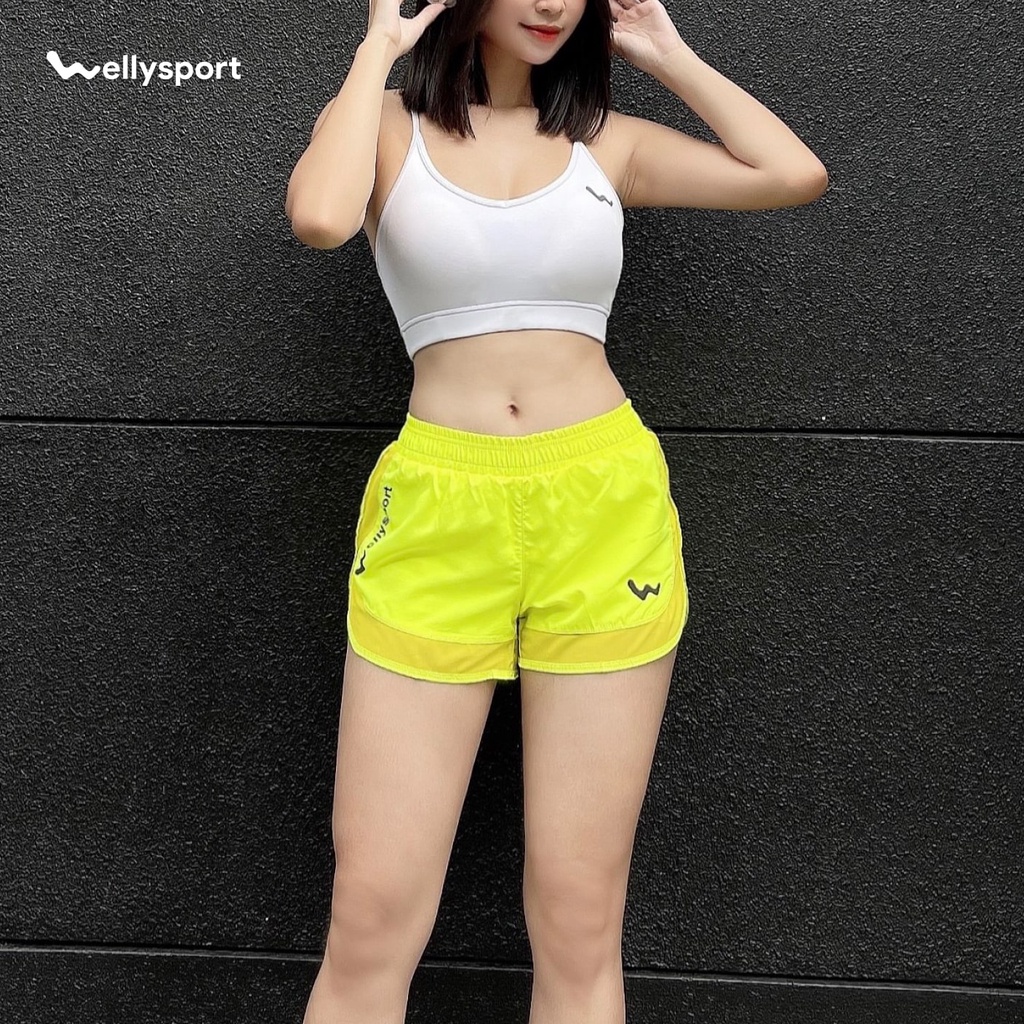 Quần Short Nữ, Tập Gym, Chạy Bộ, Màu Xanh, Welly Sport, Mã QSNX