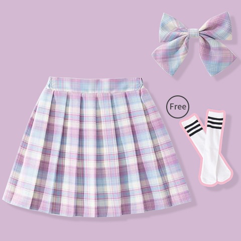 Chân Váy Xếp Ly Lưng Cao Phong Cách Nhật Bản Cho Bé Gái