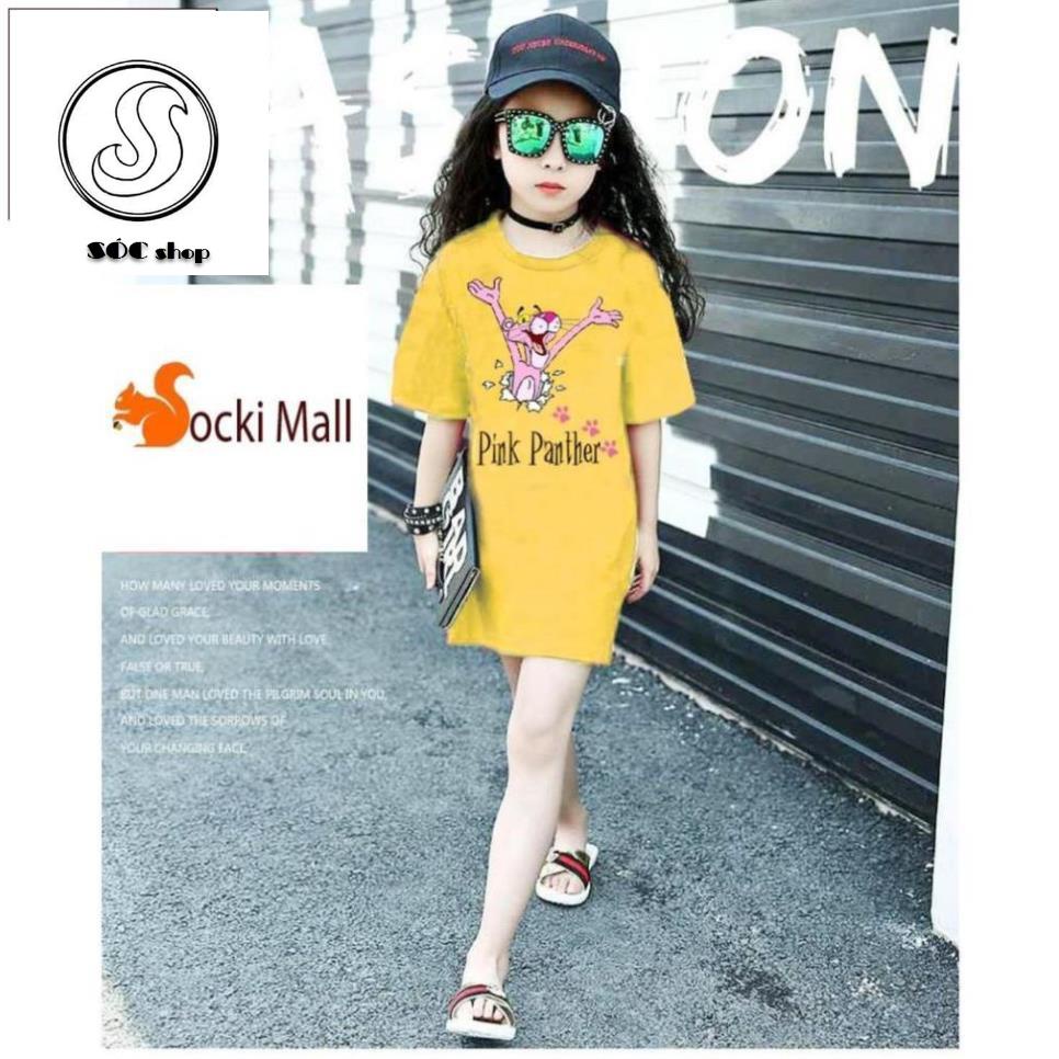 Đầm thun bé gái duyên dáng, sành điệu in báo hồng (Pink Panther) sắc nét - Quần áo trẻ em. Bé Sóc shop