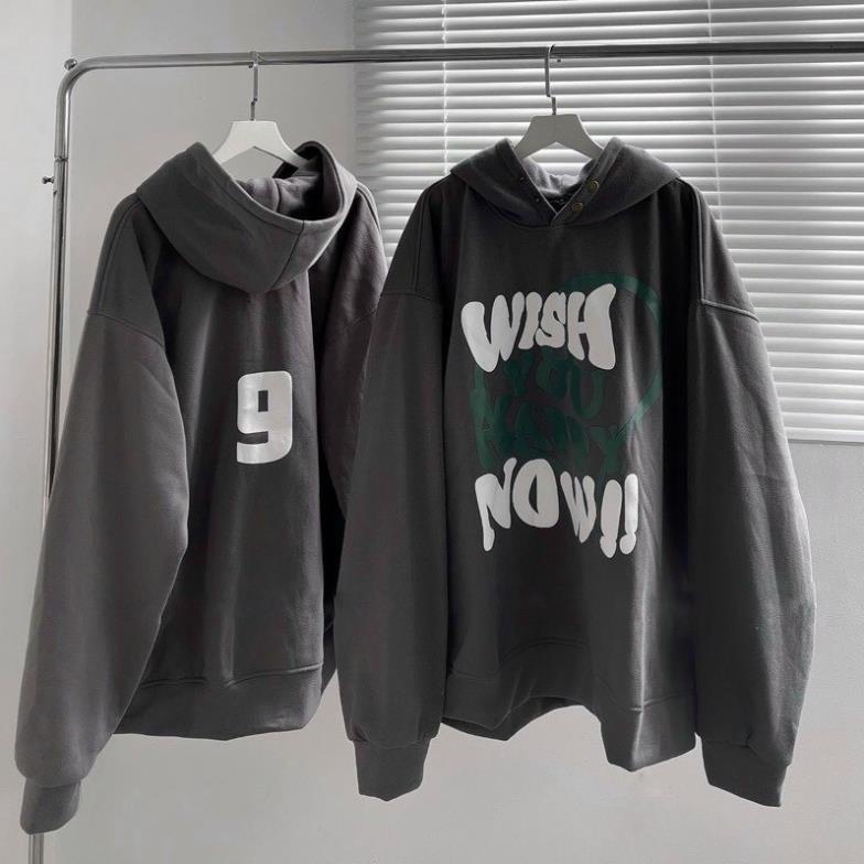 Áo hoodie tay phồng nam nữ logo in Wish Now sản phẩm được may từ chất nỉ ngoại cao cấp mềm mịn
