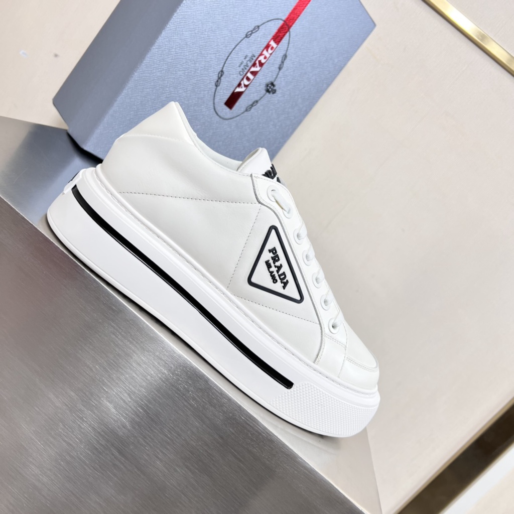 Giày thể thao nam da thật Prada kiểu dáng đơn giản, trẻ trung