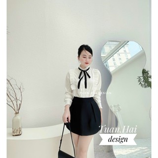 Áo sơ mi nữ- Áo sơ mi kiểu công sở phối nơ _342