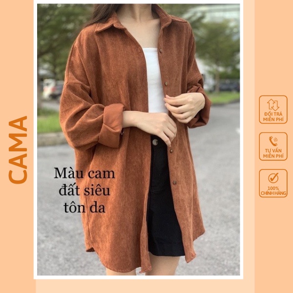 Áo sơ mi nhung tăm form rộng siêu cute phong cách hàn quốc CAMASTORE M469