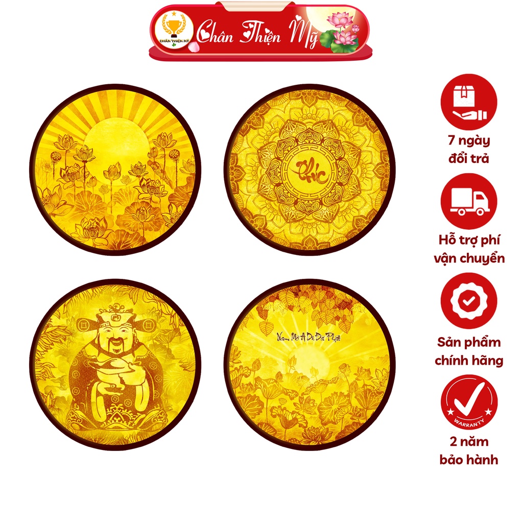 Đèn Thờ Hào Quang Phật Tranh Trúc Chỉ Tròn CHÂN THIỆN MỸ, Trang Trí Bàn Thờ, Hào Quang Trúc Chỉ Nhiều Mẫu CTC-HQ-06