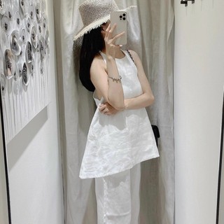 Set áo yếm nút bọc kèm quần suông bèo