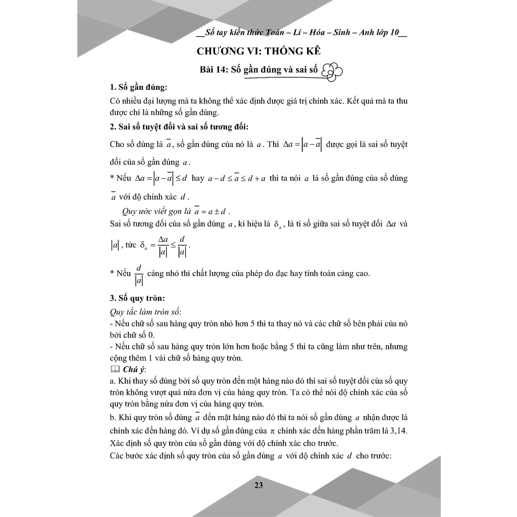 Sổ tay kiến thức toán lý hóa sinh anh lớp 10 ( Kết nối tri thức)