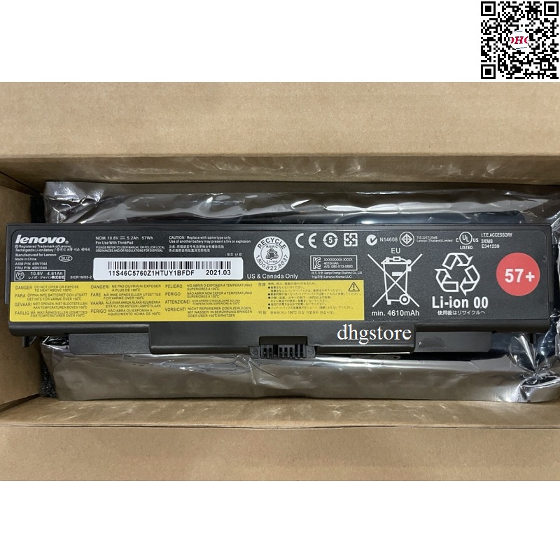 Pin laptop Lenovo Thinkpad L440, L540, T440P, T540P, W540, W541, 45N1144, 45N1145, 57Wh