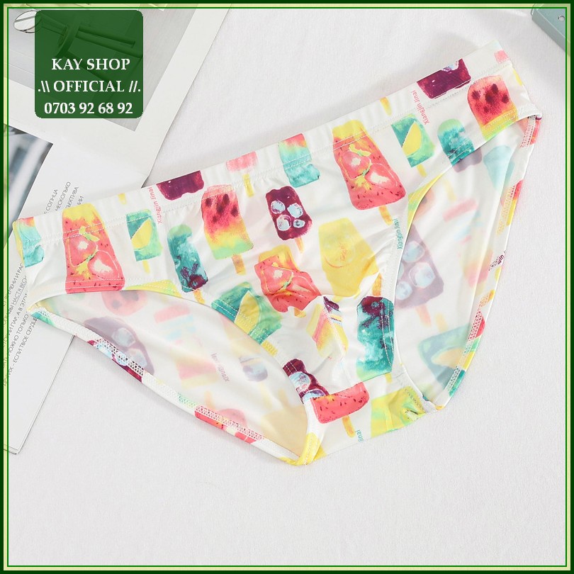 Quần lót nam tam giác thun lạnh họa tiết hoạt hình trẻ trung - Quần sịp nam ôm mông căng tròn đẹp mặc mát mẻ